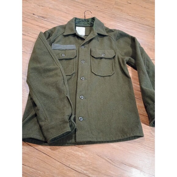 Vintage Military Shirt Mens Medium Olive OG-108 Cold Weather Field Wool Blend - Picture 6 of 7